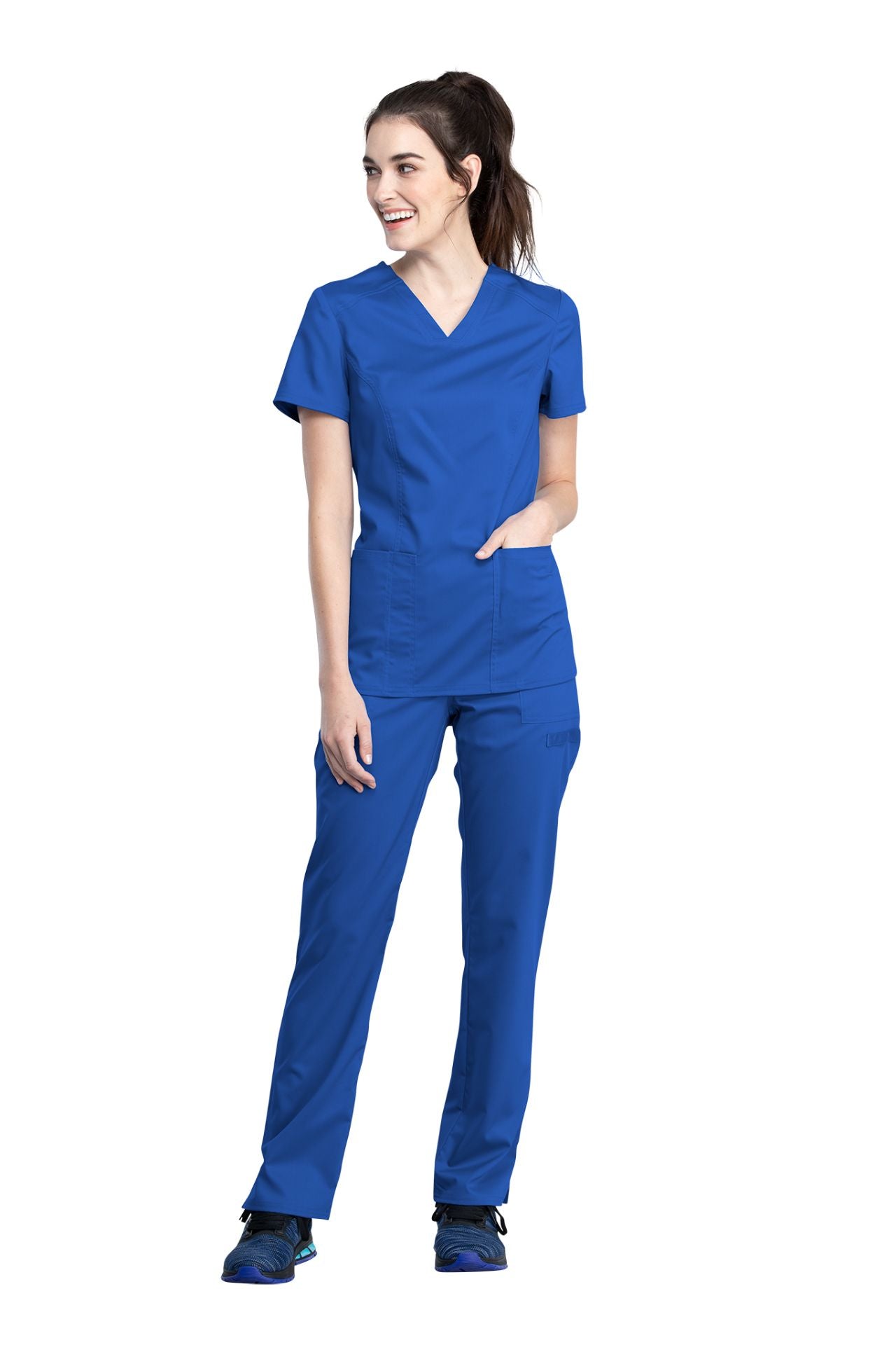 Royal - Cherokee Workwear Revolution Tech V-Neck Top
