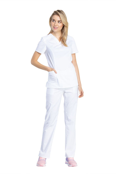 White - Cherokee Workwear Revolution Tech V-Neck Top