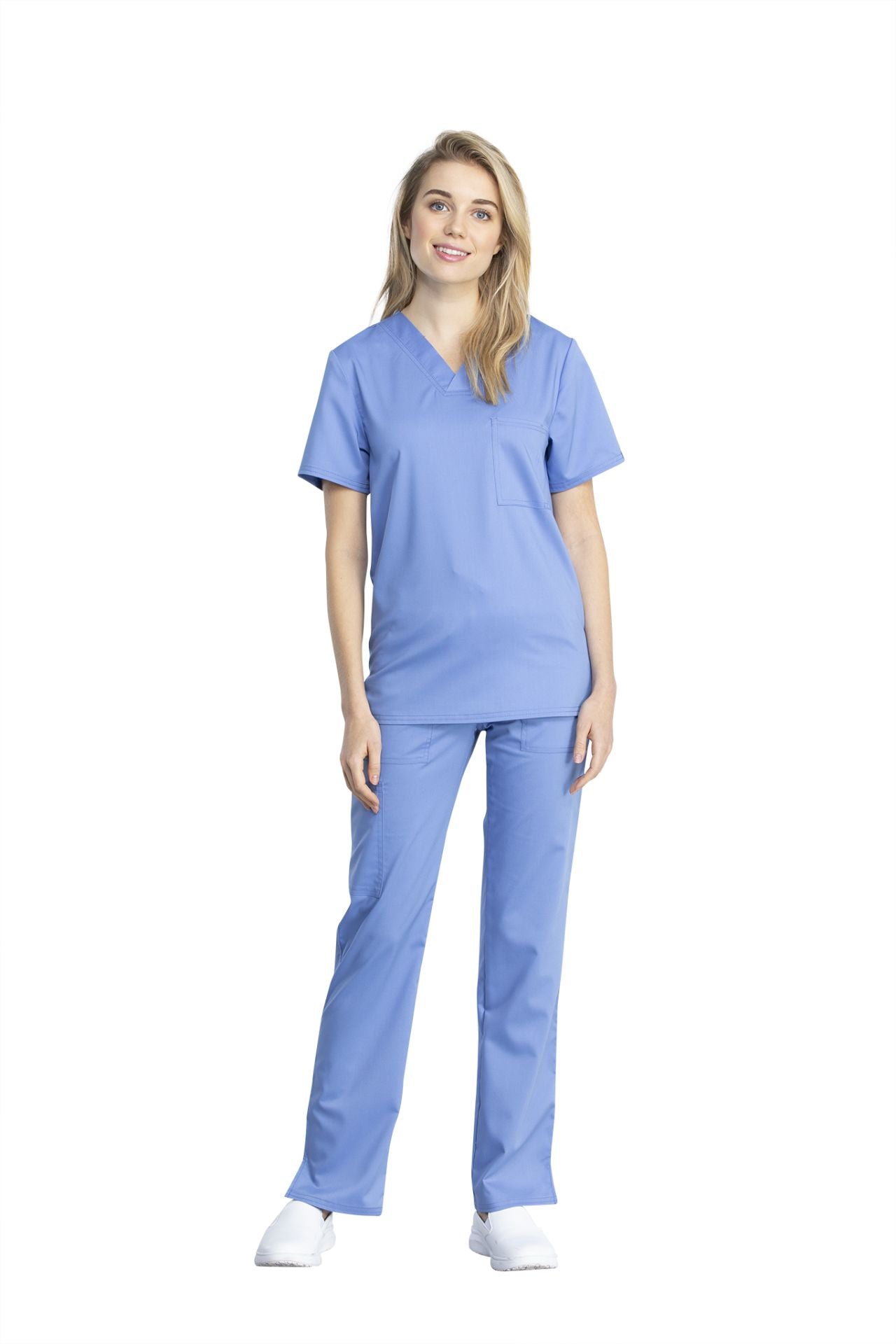 Ciel Blue - Cherokee Workwear Revolution Tech Unisex V-Neck Top