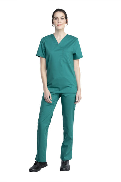 Hunter Green - Cherokee Workwear Revolution Tech Unisex V-Neck Top