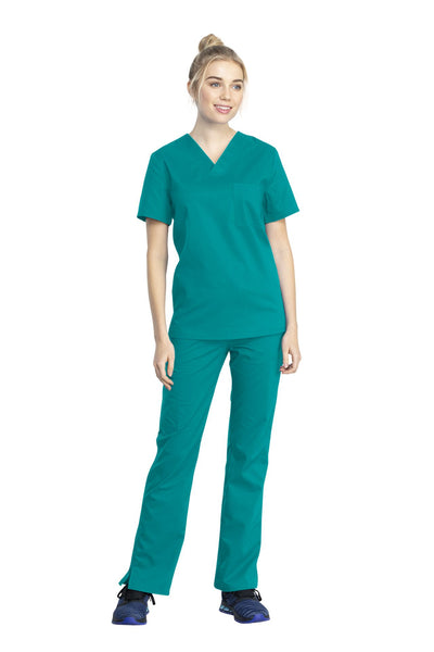 Teal Blue - Cherokee Workwear Revolution Tech Unisex V-Neck Top