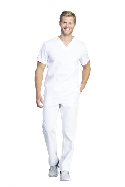 White - Cherokee Workwear Revolution Tech Unisex V-Neck Top