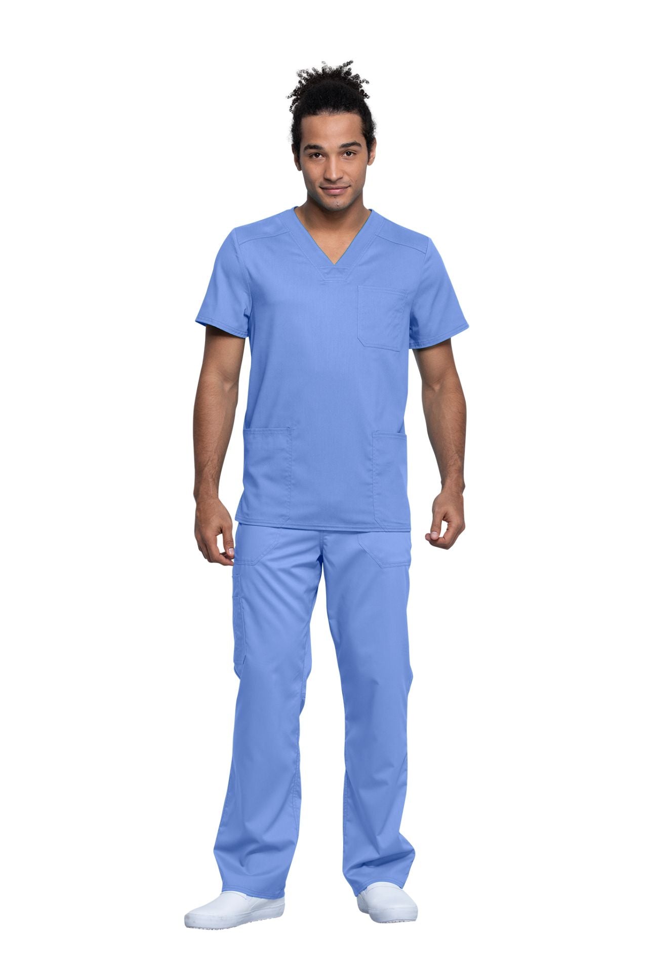 Ciel Blue - Cherokee Workwear Revolution Tech Men's V-Neck Top