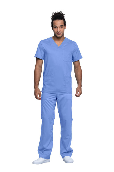 Ciel Blue - Cherokee Workwear Revolution Tech Men's V-Neck Top