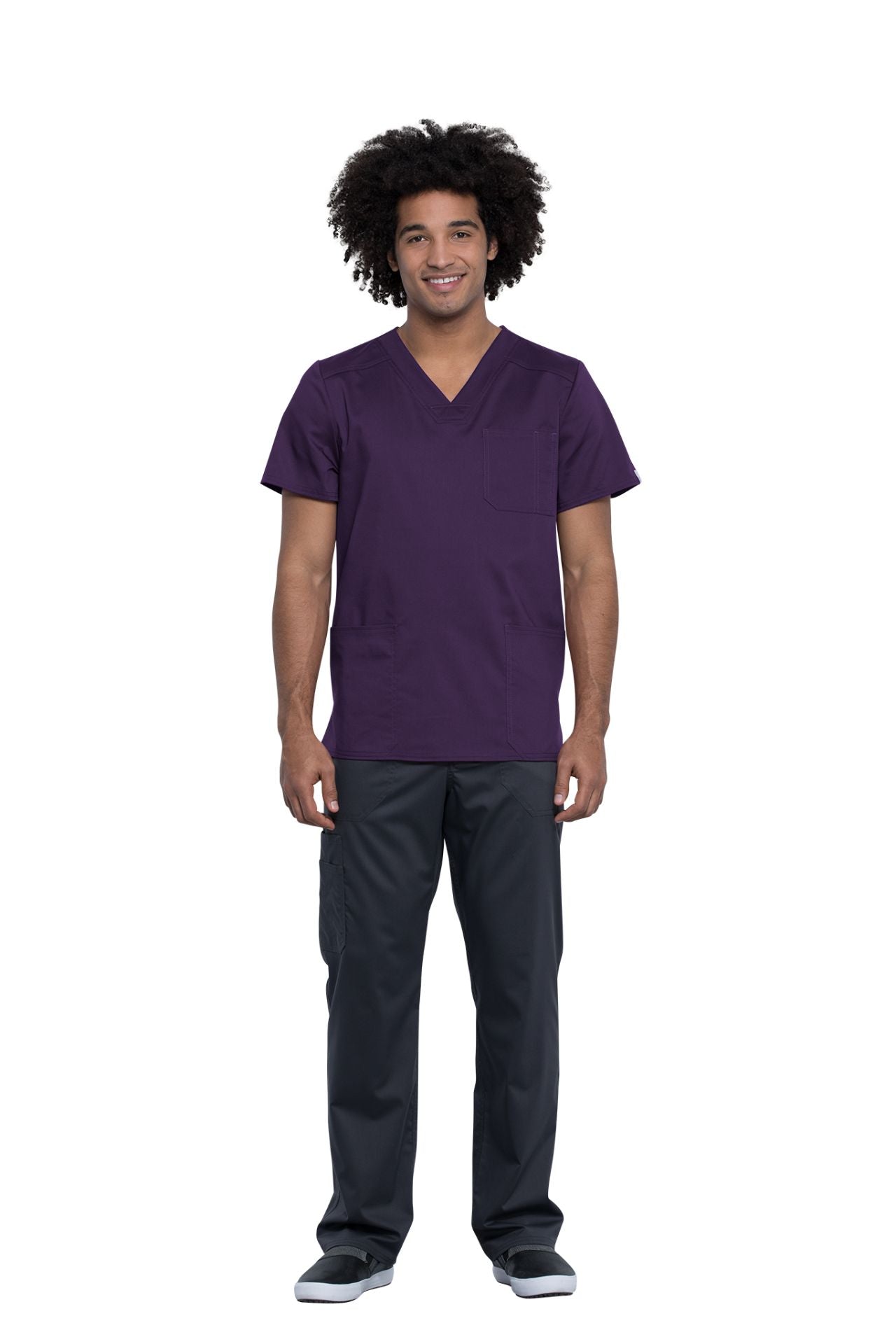 Eggplant - Cherokee Workwear Revolution Tech Men's V-Neck Top