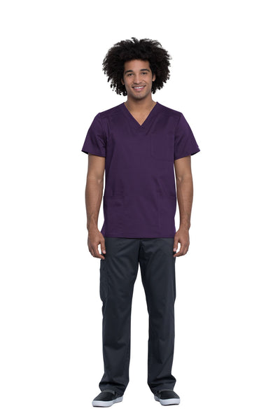 Eggplant - Cherokee Workwear Revolution Tech Men's V-Neck Top