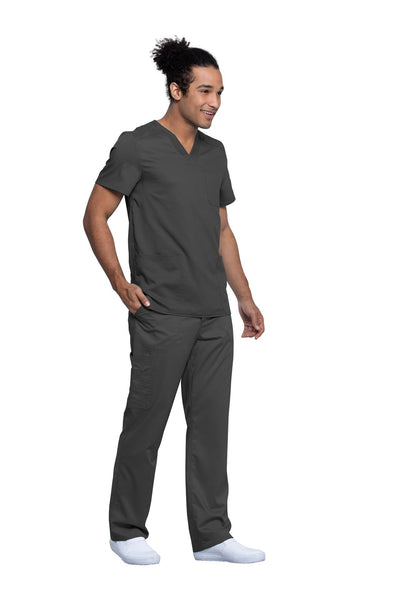Pewter - Cherokee Workwear Revolution Tech Men's V-Neck Top