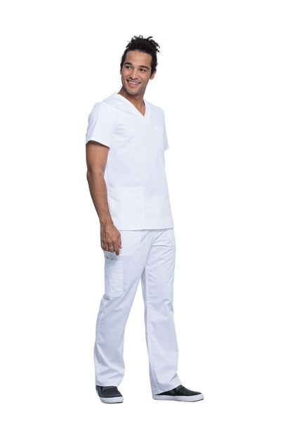 White - Cherokee Workwear Revolution Tech Men's V-Neck Top