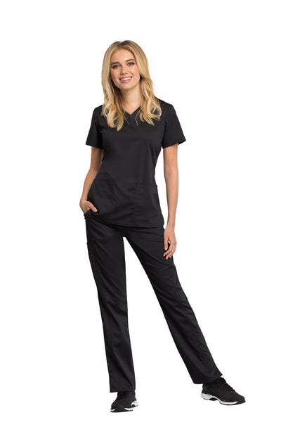 Black - Cherokee Workwear Revolution Tech V-Neck Top