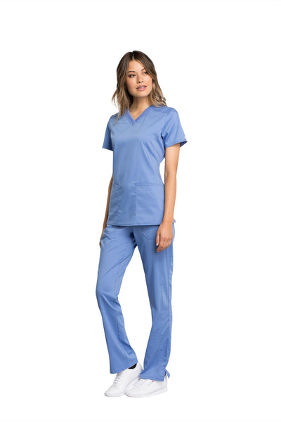 Ciel Blue - Cherokee Workwear Revolution Tech V-Neck Top