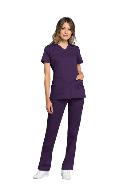 Eggplant - Cherokee Workwear Revolution Tech V-Neck Top