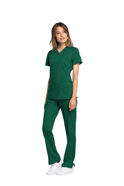 Hunter Green - Cherokee Workwear Revolution Tech V-Neck Top