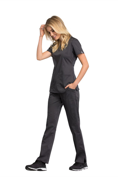 Pewter - Cherokee Workwear Revolution Tech V-Neck Top