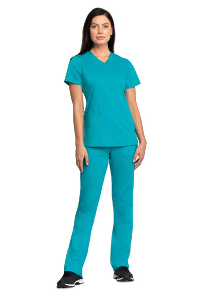 Teal Blue - Cherokee Workwear Revolution Tech V-Neck Top