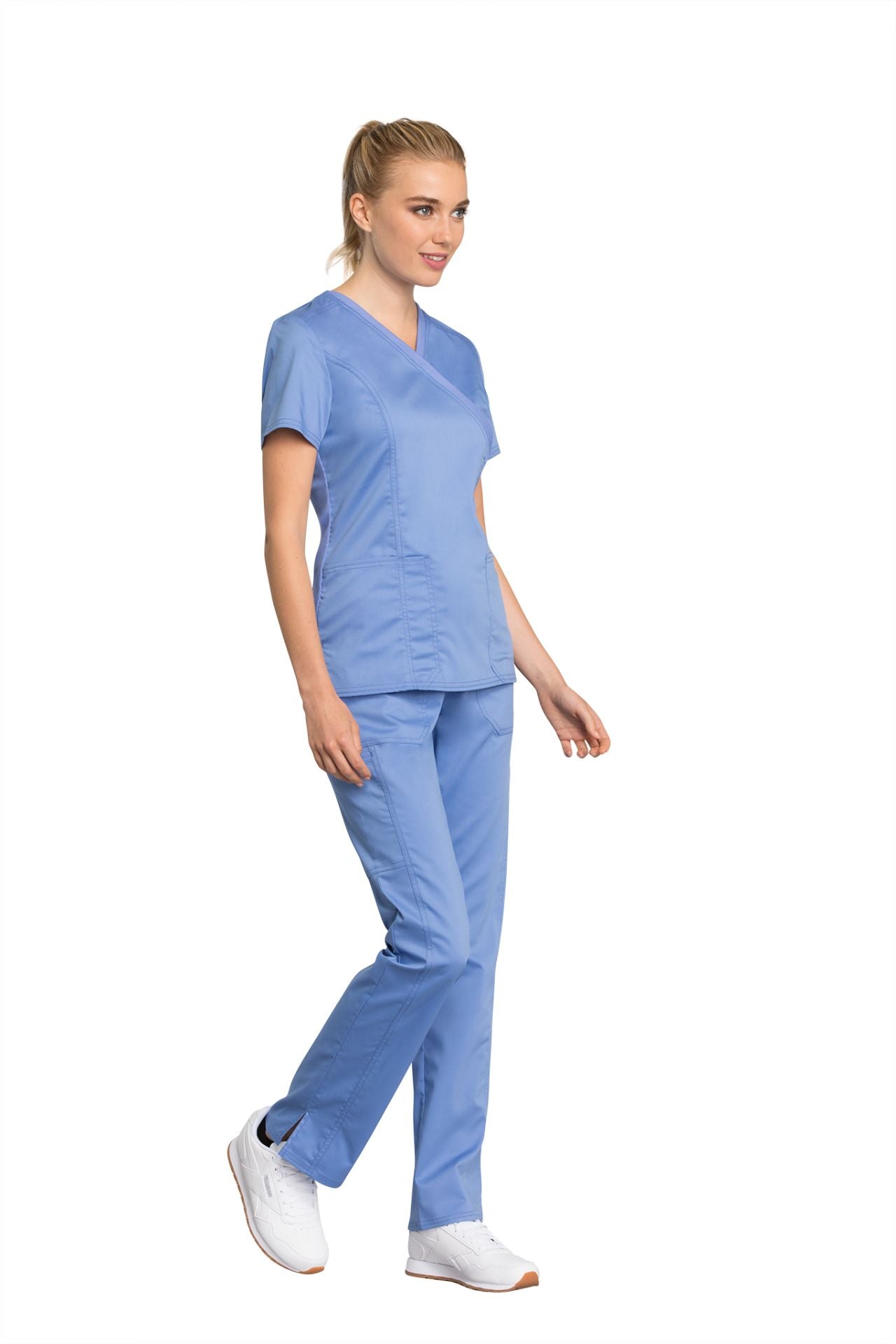 Ciel Blue - Cherokee Workwear Revolution Tech Mock Wrap Top