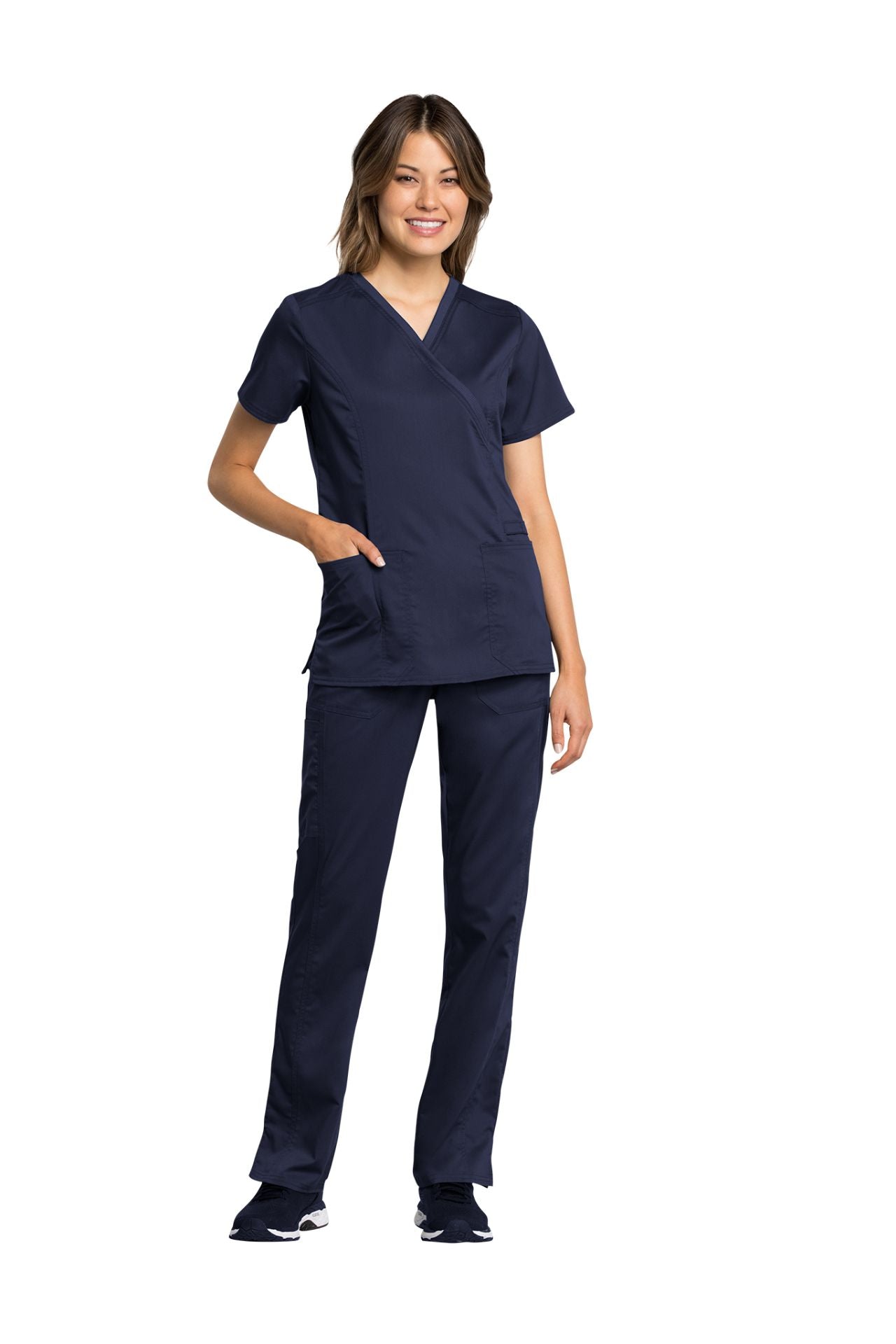 Navy - Cherokee Workwear Revolution Tech Mock Wrap Top