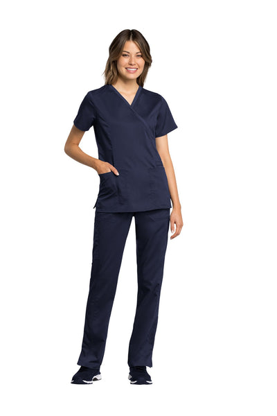 Navy - Cherokee Workwear Revolution Tech Mock Wrap Top