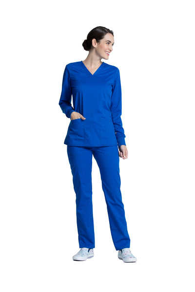 Royal - Cherokee Workwear Revolution Tech Long Sleeve V-Neck Top